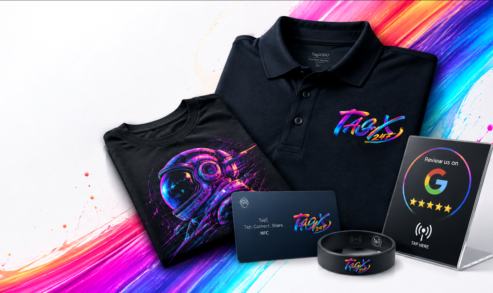 TagX247 NFC products and custom apparel