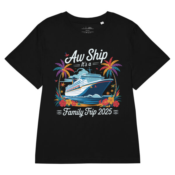 Women’s organic ribbed neck t-shirt - Aw Ship Family Trip T-Shirt - Image 2